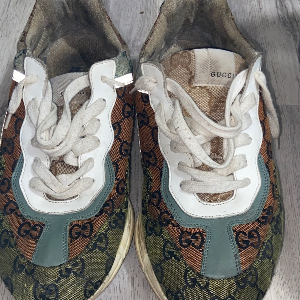 Gucci Men’s Brown and Green Logo Sneakers